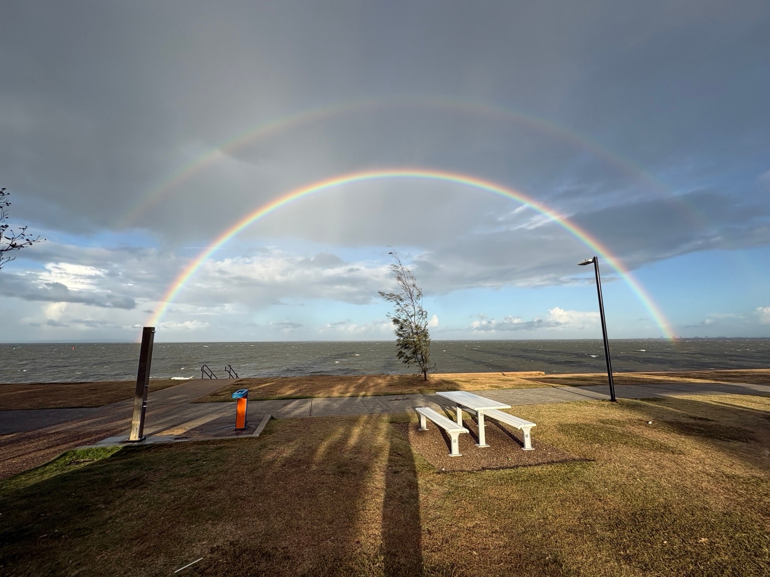 Rainbow over Margate beach picnic area